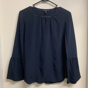Navy Blue 100% Silk Blouse, J. Crew - Size Small